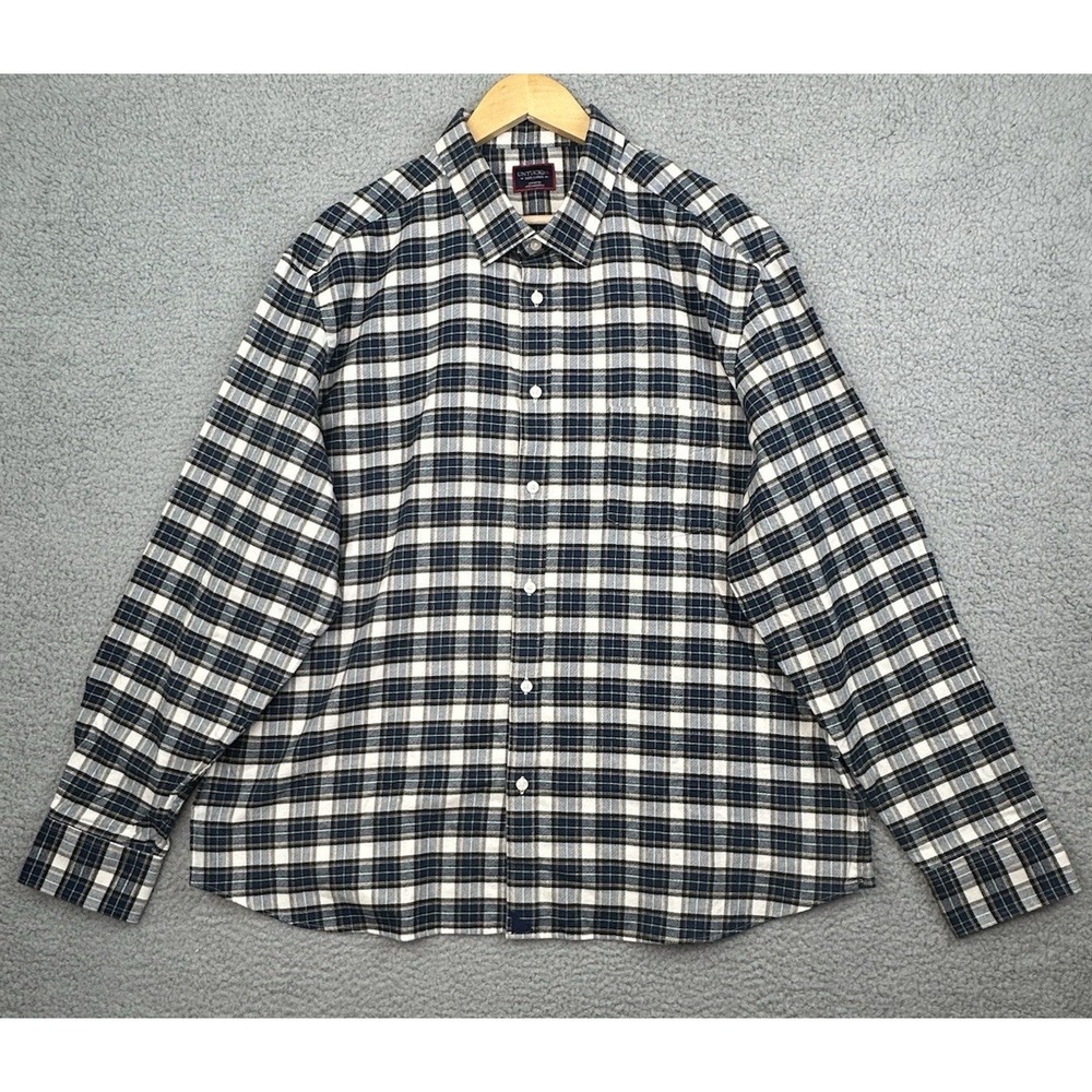 UNTUCKit Rogan Flannel Shirt Mens 3XL Blue Plaid Button Up Shirt